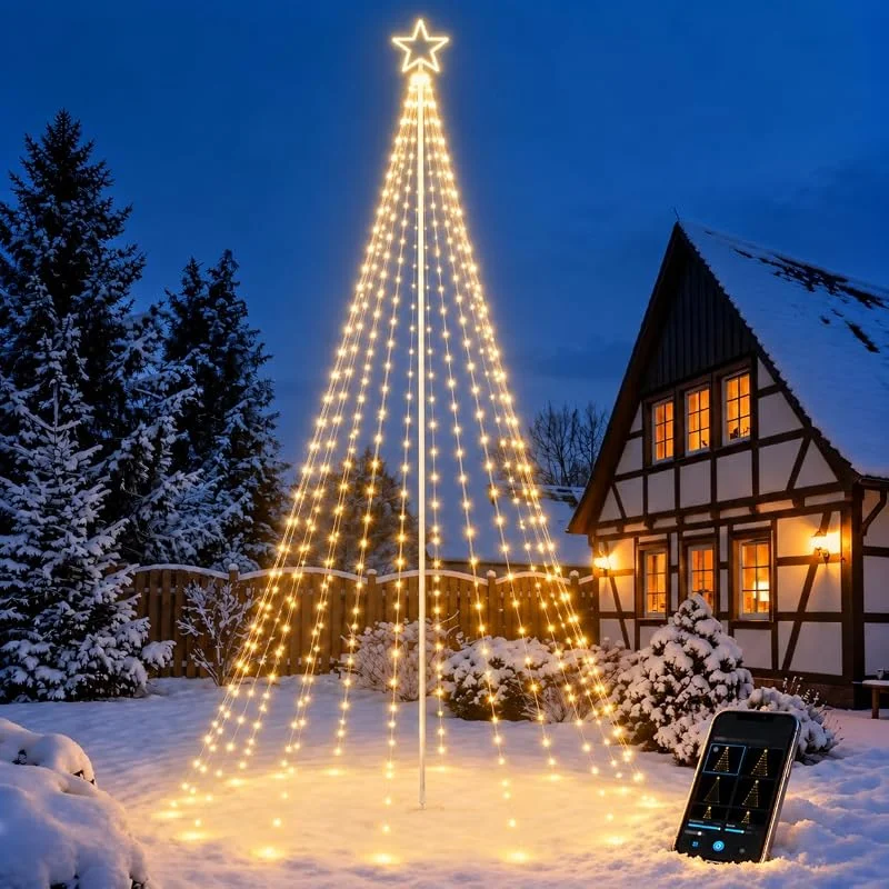Popotan Smart Árbol de Navidad exterior 3M 274 LED blanco cálido — Luces Navidad