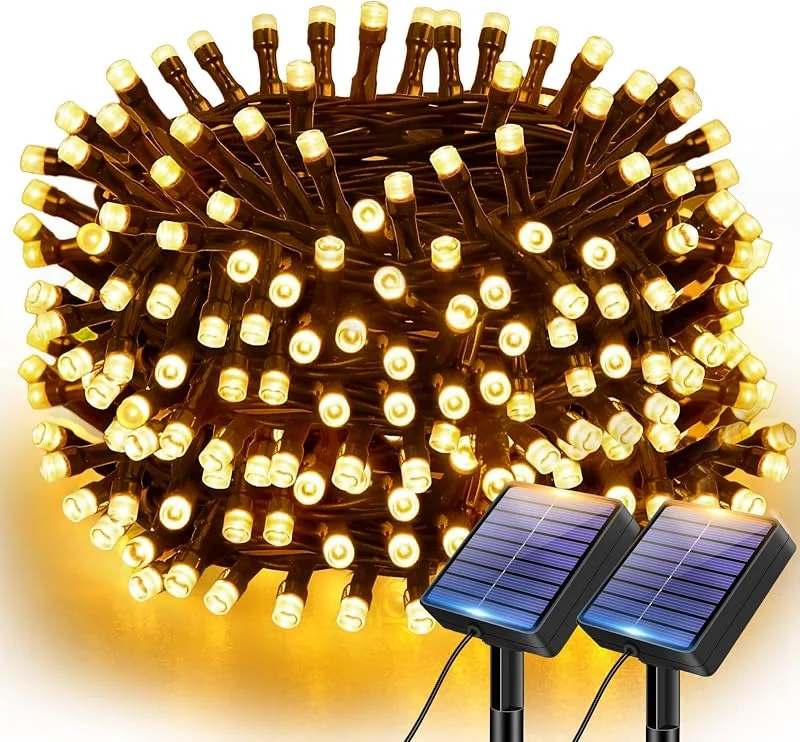 Visita la tienda de btfarm btfarm 2 Paquete Guirnaldas Luces Exterior Solar, 6M 60 LED Luces Solares Led Exterior Jardin 8 Modos, IP65 Impermeable Luz Navidad Solares Para la Decoración Del Arbol, Patio, Blanco Cálido — Luces Navidad