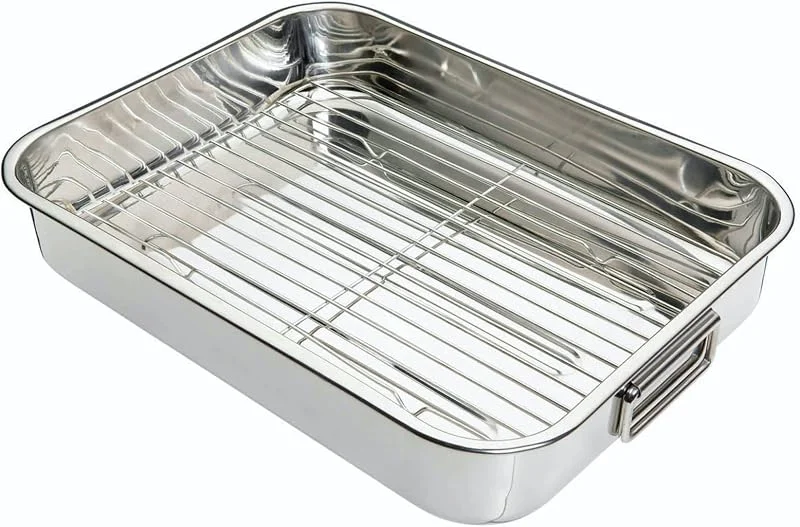 Visita la tienda de KitchenCraft Kitchen Craft - Fuente de Horno Rectangular con Rejilla (Acero Inoxidable), Color Plateado — Hogar y cocina