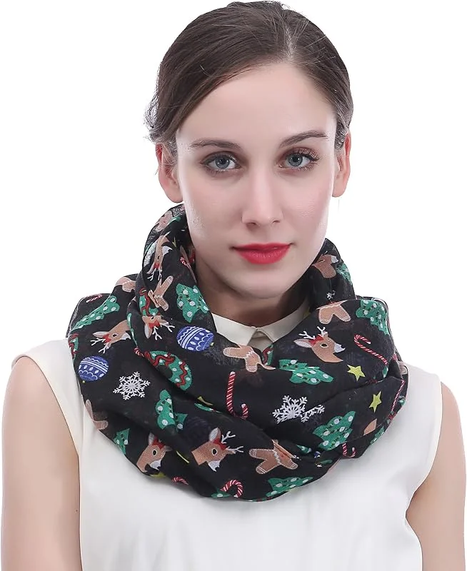 Lina & Lily Bufanda Infinita Snood de Patrones de Navidad — Ropa Navidad