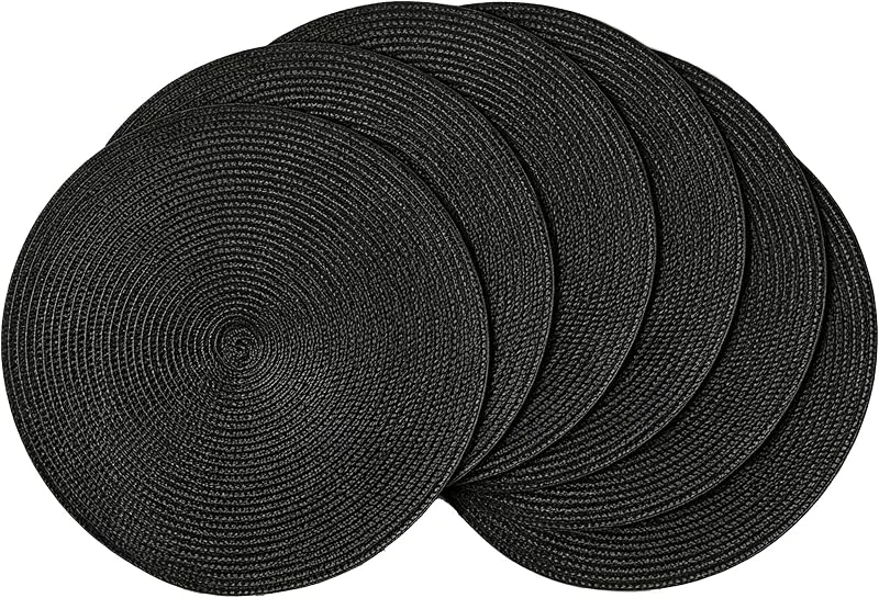 HNVNER Manteles Individuales Redondos Lavables de Polipropileno, Juego de 6, 36cm — Hogar y cocina