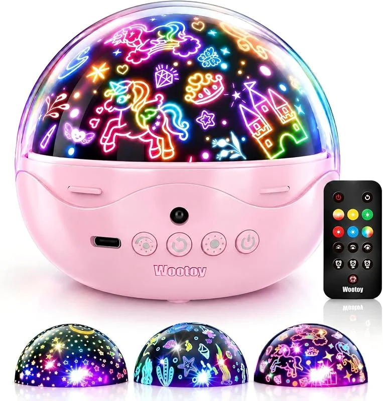 Wootoyz Regalo Niña 2 3 4 5 6 Unicornio Juguete Proyector Infantil Luz Nocturna — Luces Navidad