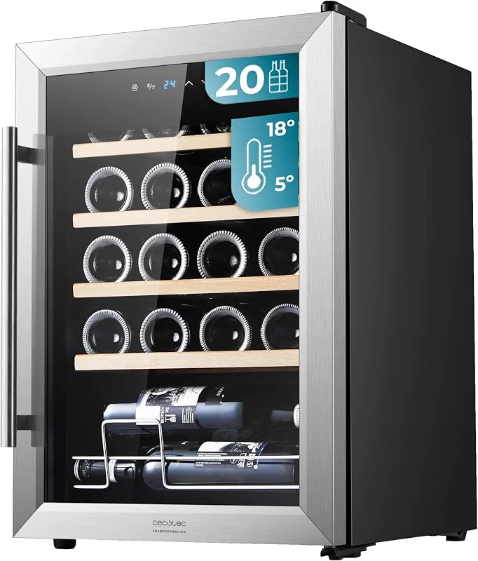 Visita la tienda de Cecotec Cecotec Vinoteca 20 Botellas Bolero GrandSommelier 2050 Inox Compressor — Vino y mesa festiva