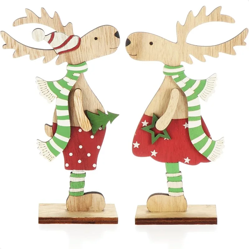 Visita la tienda de com-four com-four® 2X Expositores Decorativos para Navidad, Reno de Madera — Decoracion Navidad