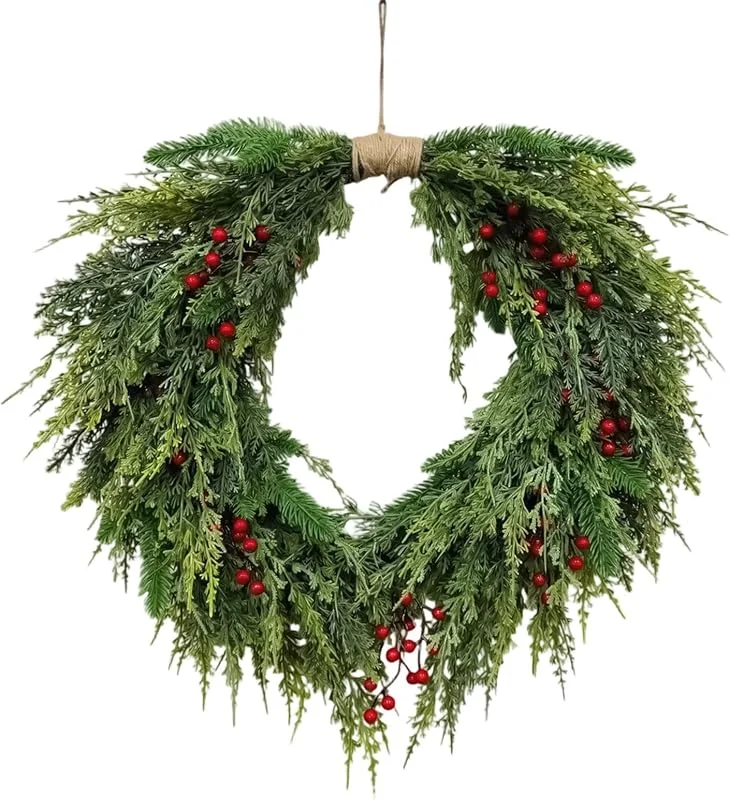 Generic Corona de puerta de Navidad de 23 pulgadas, realista, decoración de agujas — Decoracion Navidad