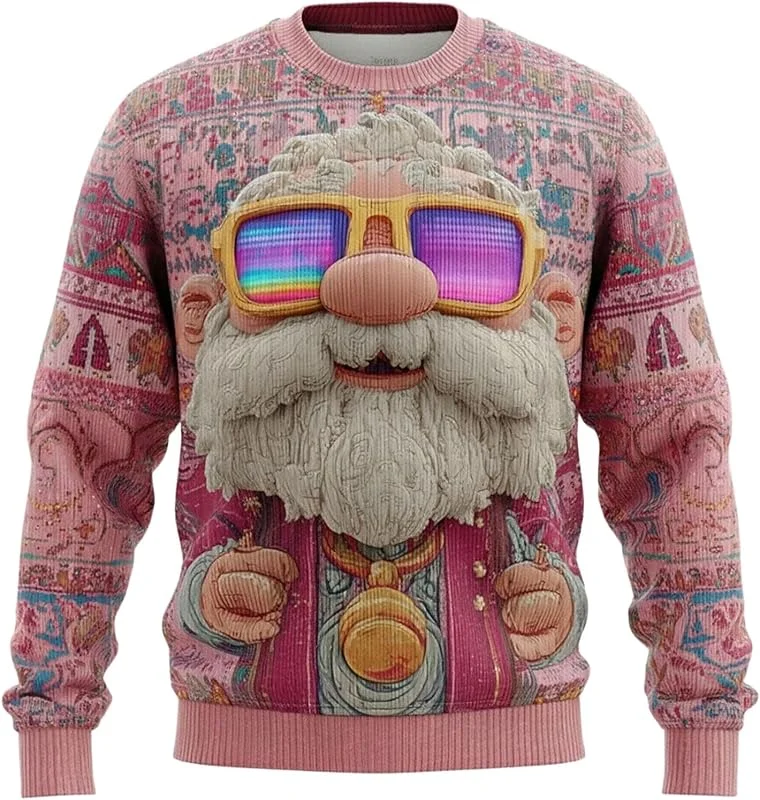 Genérico Jersey de Navidad para Hombre, suéter de Navidad, Divertido, Novedad, Papá Noel, Fiesta, Feo, Navidad, Jersey de Punto para Hombre, Divertido suéter de Punto con Reno Puro, Conjunto Familiar — Ropa Navidad