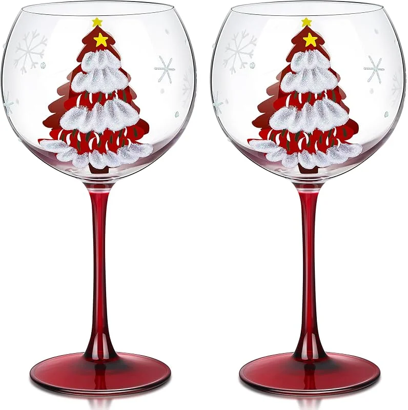 Visita la tienda de Joeyan Joeyan 580ml Grandes Copas de Vino Tinto Cristal de Navidad, Juego de 2 — Adviento y mesa