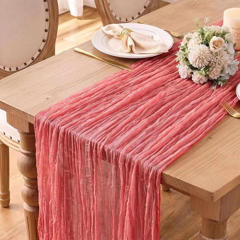 Fiohiros Camino mesa gasa boho 90x300cm, camino mesa otoño para comedor — Hogar y cocina