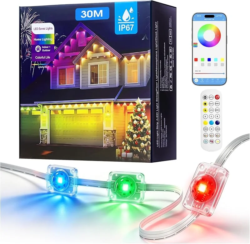 yAyusi Luces Exteriores Permanentes para Hogar, 30M Luces RGB+IC de Navidad — Luces Navidad