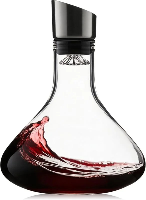 GOMETY Decantador de vino, decantador de vino tinto con aireador, decantador de vino de cristal, decantador con aireador integrado, botella decantadora para suegros y amantes del vino (1500 ml) — Vino y mesa festiva