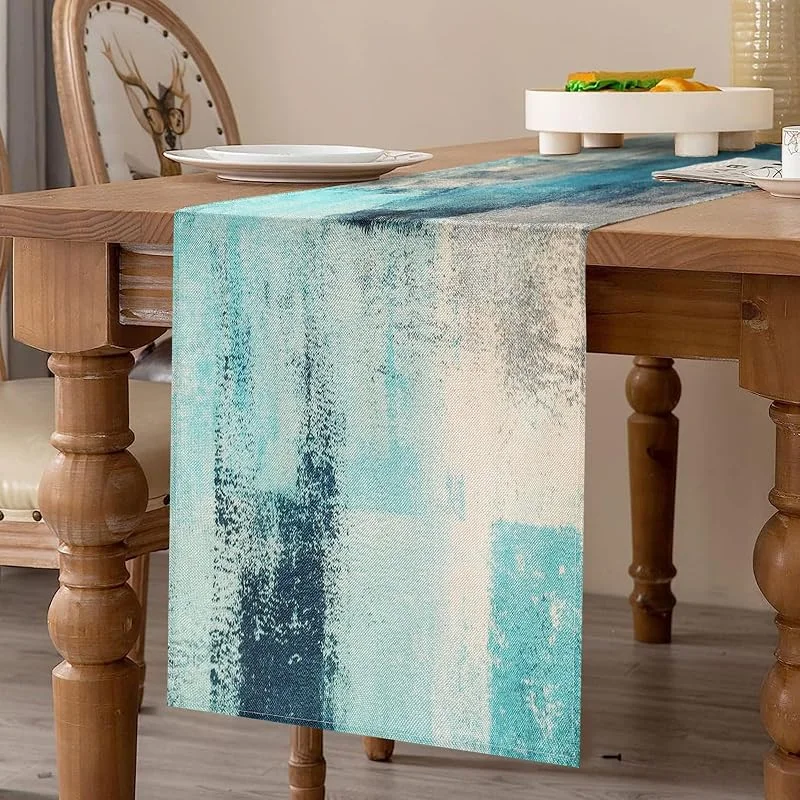 Velvhom Caminos de Mesa Moderno Verde Azulado 40 x 140 cm Otoño Aalón Mantel Boho Camino de Mesa Decorativo para Cocina, Fiesta, Comedor, Jardín, Boda, Banquete — Hogar y cocina