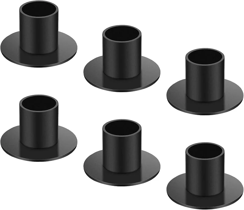 HOTUT Candelabros de Metal, 6 Piezas Vintage Candelabros para Velas, Candelero Redondo, Candle Holder para Bodas, Festivales, Fiestas, Decoraciones de Mesa, Negro — Cena a la luz de velas