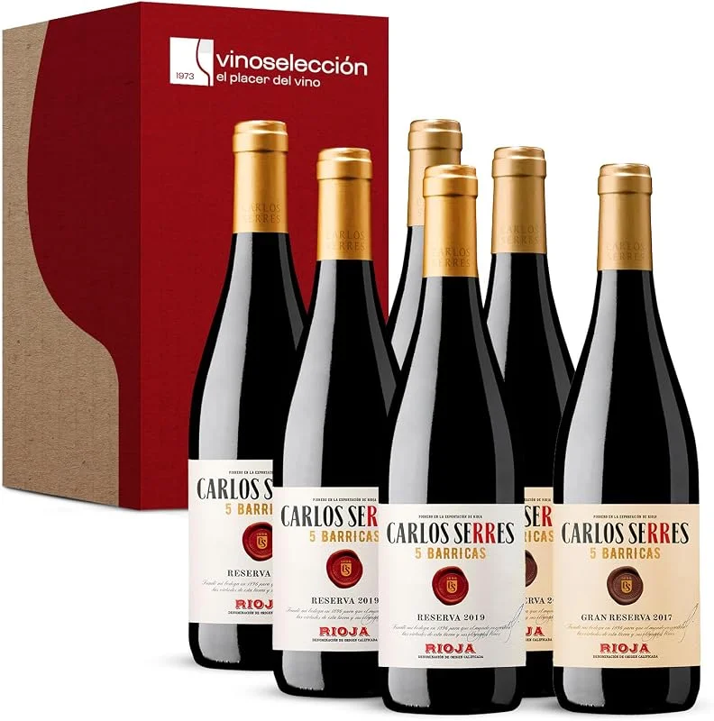 Visita la tienda de VINOSELECCION Colección Carlos Serres Reserva 2019 y Gran Reserva 2017 6 Botellas x 75 cl — Vino y mesa festiva