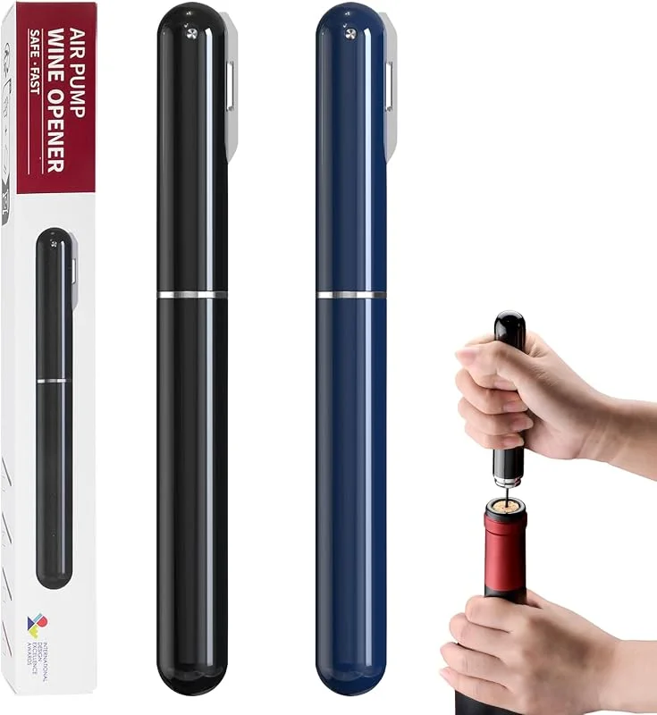 FBBULES Sacacorchos Profesional de Aire a Presión (Pack de 2), Azul + Negro — Vino y mesa festiva