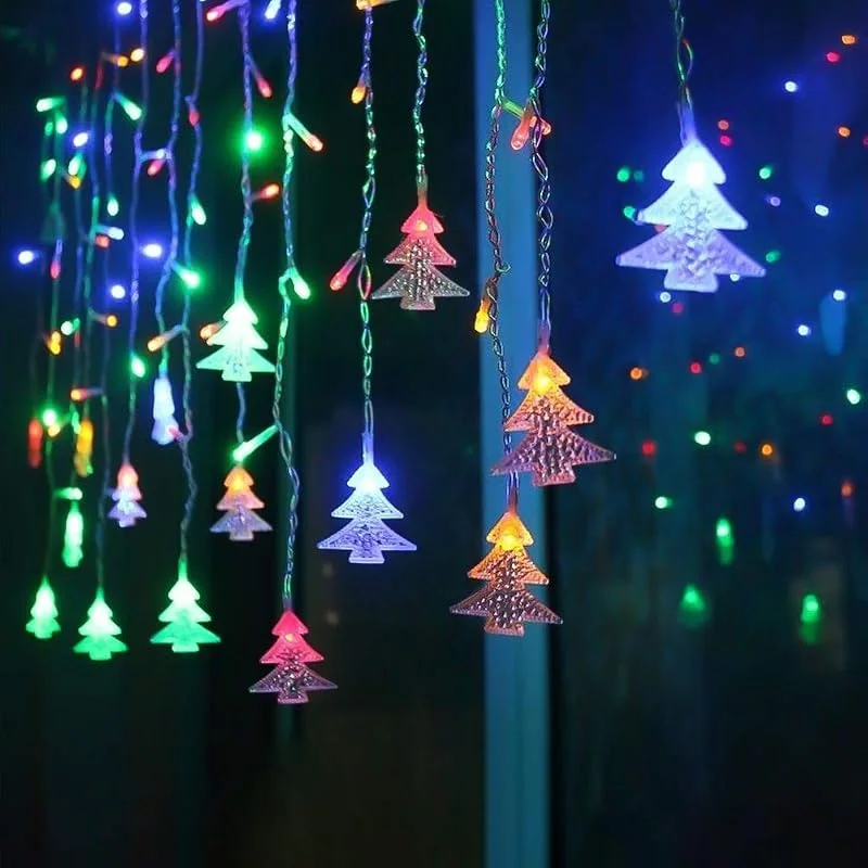Visita la tienda de Klighten Klighten Cortina de Luces, Cadena De Luces con 8 Modos, Perfecto para Decoración de Navidad, Festival, Fiestas, Casa, Jardín, RGB — Luces Navidad