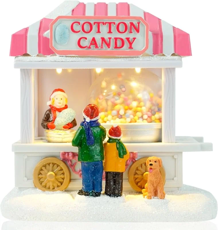 Visita la tienda de TIN DREAMS FACTORY Tin Dreams, Puesto Algodón de Azúcar con Movimiento y Luces LED, Escena Navidad Animada, Casita Iluminada para Pueblo Miniatura, Villa, Aldea, Adorno Decoración Navideña Hogar — Decoracion Navidad