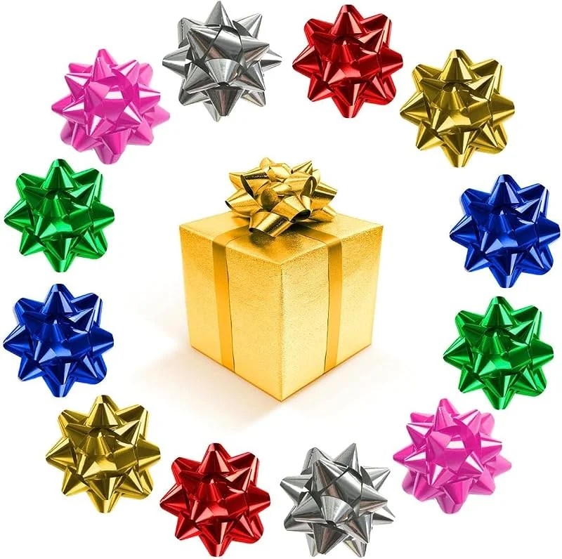 LUYANFX 90 Lazo Regalo Navidad, 2.5cm Lazo de Regalo Autoadhesivos, Lazos de Regalos Colores para Paquetes, Mini Lazos de Cinta Decorativos para Regalos Embalaje, Fiesta, Cumpleaños, Navidad (A) — Envoltorio regalo