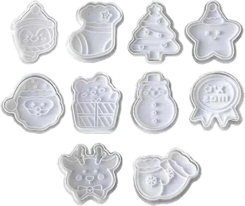 Sjfbebsy 10 sellos para galletas, sellos para galletas de Navidad y herramientas para hornear para navideñas, suministros de cocina para hacer DIY — Hogar y cocina