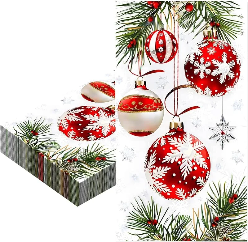 COSORO 20 Piezas Servilletas de Papel Decoradas para Navidad, 40x33cm Bola de Navidad Servilletas Suaves Vajilla Desechables Absorbentes Reciclables Cena Cóctel para Fiesta Decoracion de Mesa — Adviento y mesa