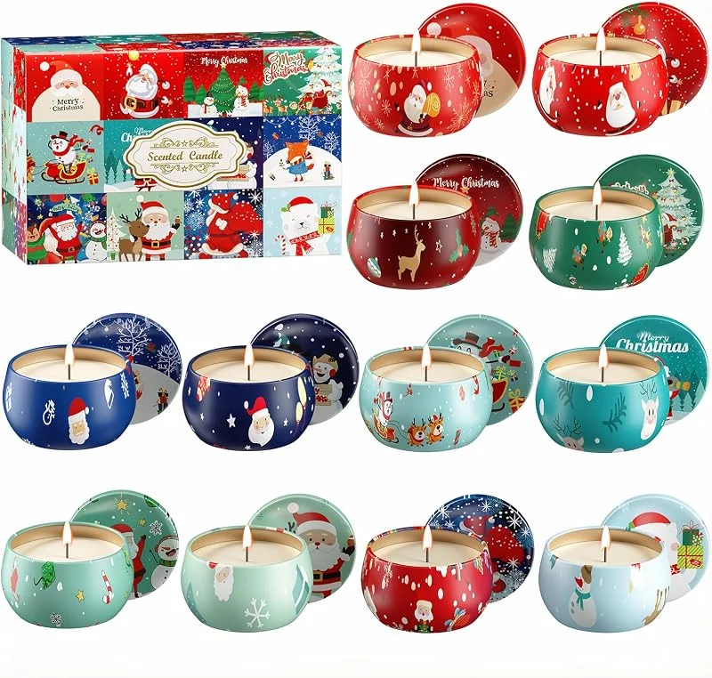 Jaytesen Velas aromáticas de Navidad, set de regalo de velas para mujer, aroma intenso y duradero, velas de aromaterapia portátiles. Regalos para Navidad, cumpleaños, Acción de Gracias. — Cena a la luz de velas