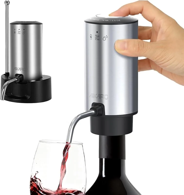 Visita la tienda de AIKARO AIKARO - Aerador de Vino Eléctrico Vertedor Recargable Decantador Electrónico Automático con Base, Autodetención — Vino y mesa festiva