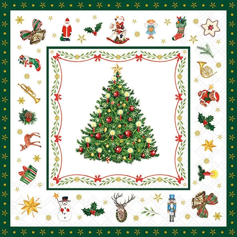 Ambiente Servilleta de 33 cm, diseño de Navidad, color blanco — Adviento y mesa