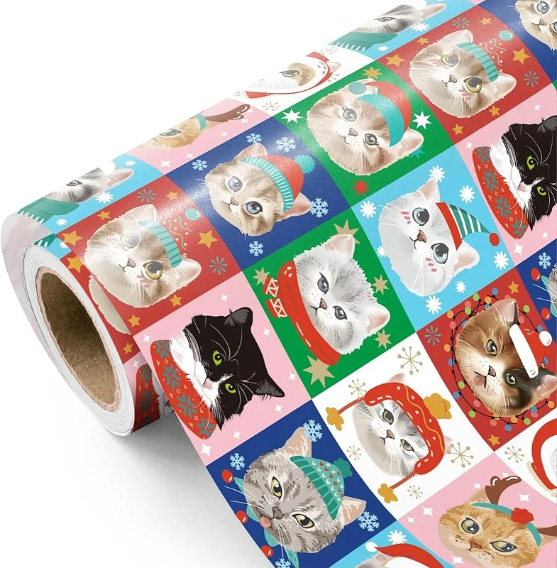 Visita la tienda de RUSPEPA RUSPEPA Papel De Regalo Navideño Con Diseño De Gato - Mini Rollo - 43, 2 Cm X 5 M - Adorable Papel De Regalo Con Diseño De Gatitos Para Y Fiestas. — Envoltorio regalo
