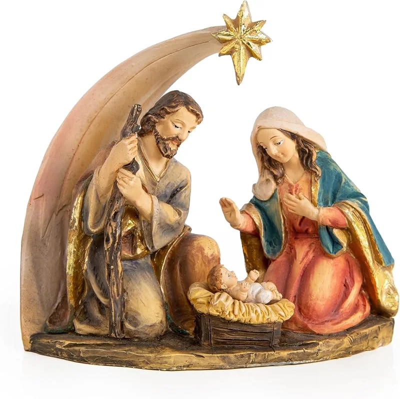 Visita la tienda de Logbuch-Verlag Logbuch-Verlag Belén pequeño, 12 x 11, 5 cm: decoración navideña con Sagrada Familia, Pesebre Navidad de Resina, Figuras religiosas Interiores, Adorno clásico para Mesa y hogar, símbolo Amor y Paz — Decoracion Navidad