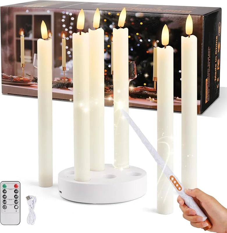 KIKILIVE 6 Velas LED Recargables, Sin Llama, Mando y Temporizador — Luces Navidad