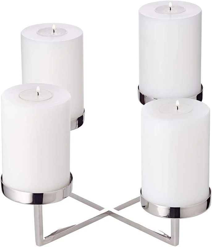 Visita la tienda de EDZARD EDZARD Corona de Adviento Pamplona (Ø 25 cm, H 14 cm), Acero Inoxidable — Adviento y mesa