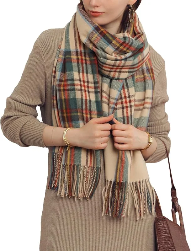 Visita la tienda de Rayson Rayson Bufanda Mujer Invierno Caliente Suave Tartan Chal Longitud Media Engrosado Foulard con Borlas — Ropa Navidad