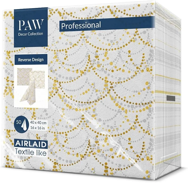 Visita la tienda de PAW Decor Collection PAW - Servilletas Papel Airlaid (40 x 40 cm) I 50 Piezas I Ideal para Bodas, Bautizos, Comuniones, Cumpleaños I Decoración de Mesa I Reverso Guirnalda Festiva — Adviento y mesa