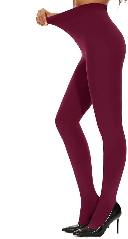 DUCMODA Medias térmicas suaves con forro polar para mujer, cálidos, de invierno, Borgoña l-xl acolchados — Ropa Navidad