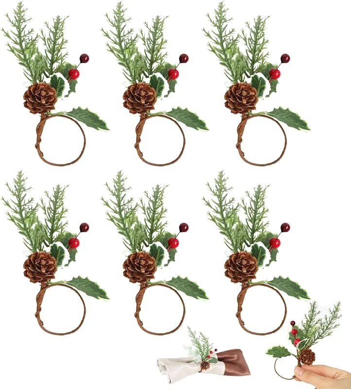 Molyorch 6 piezas de servilleteros corona, servilleteros para Navidad, para Navidad, aniversario, cena, boda, fiesta, banquete, decoración de mesa — Adviento y mesa
