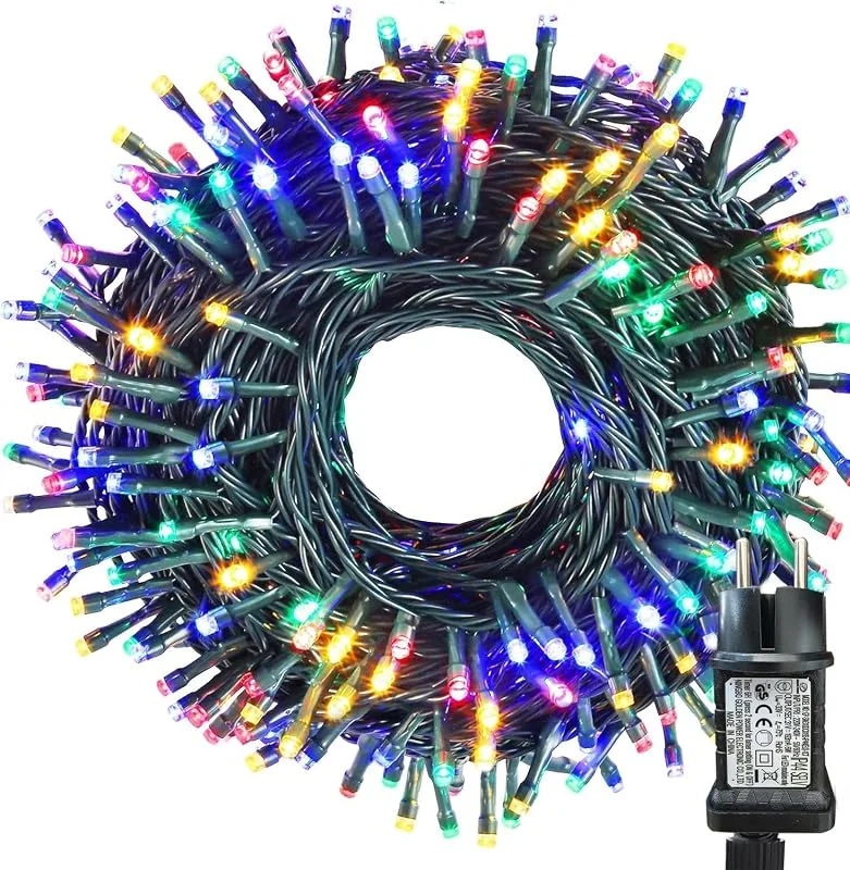 Visita la tienda de iShabao iShabao Luces de Navidad para Exteriores 20M 200 LED, Luces de árbol de Navidad, Cadena de luces Colores, Luces de Navidad para Interiores ideales para árbol de Navidad, Balcón (Cable Verde) — Luces Navidad