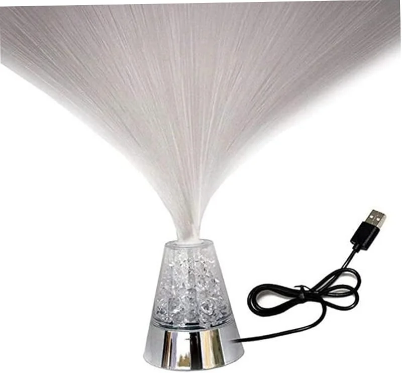 Naisicatar Lámpara de fibra óptica LED Color cambiando Noche de ánimo Luz de relajación con cable USB (sin batería) Cambio de lámpara de fibra óptica — Cena a la luz de velas