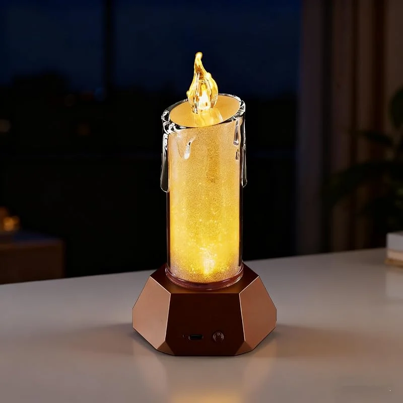 Visita la tienda de Mengshen Mengshen Vela LED Sin Llama Base Dorada Efecto Parpadeante Realista Recargable USB 2 Modos 16H Duración para Decoración Cena Romántica — Cena a la luz de velas