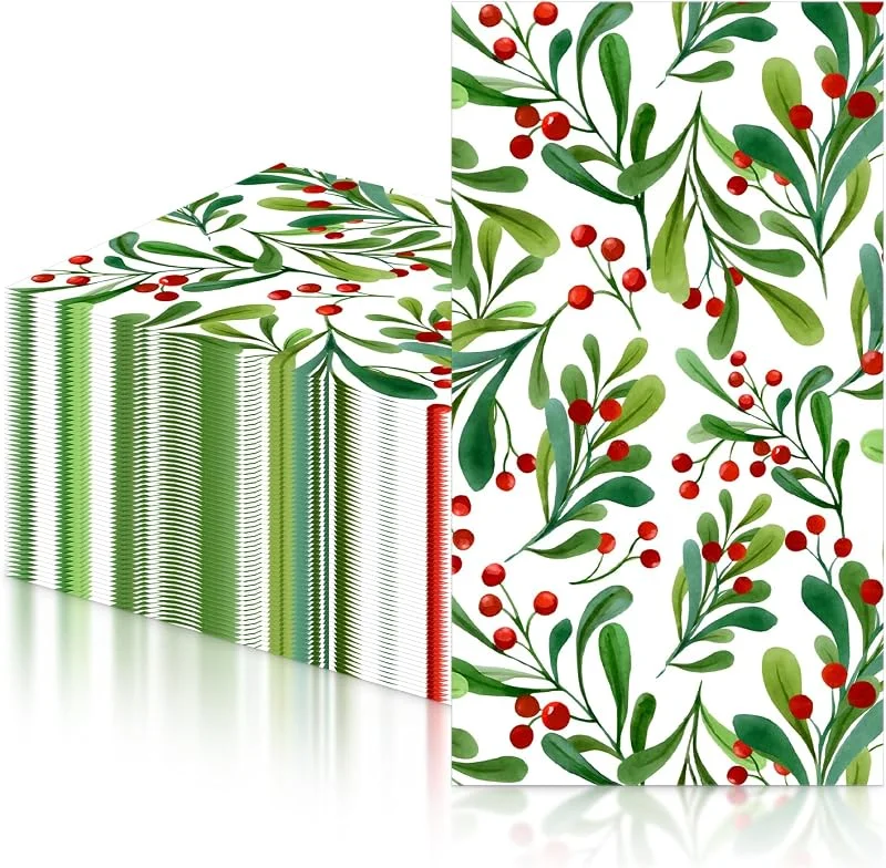 mciskin 20 servilletas de papel de Navidad para cóctel y cena, servilletas de papel de bayas de Navidad, vajilla para Navidad, fiesta de cumpleaños, decoración de boda, baby showers — Adviento y mesa