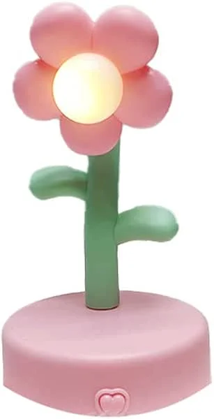 Mrisata Linda Lámpara de Mesa de Flores, Luz Nocturna, Lámpara de Escritorio Portátil con Botón en Forma de Corazón, Diseño Romántico de Flores Coloridas para Dormitorio, Sala de (Rosa) — Cena a la luz de velas