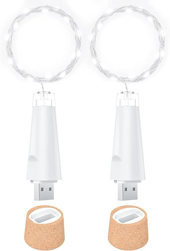 Visita la tienda de Ceepko Luces Botella USB Recargable LED Corcho 20 LEDs Cable de Cobre para Decoración Botellas Vino Fiesta Mesa Manualidades(Blanco frío, Paquete de 2) — Decoracion Navidad