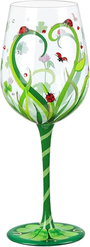 Visita la tienda de NymphFable NymphFable Copas Vino Colores Pintada a Mano Mariquita Personalizada Copa de Vino Tinto 15 oz para Cumpleaños, Bodas, Fiestas de Compromiso — Vino y mesa festiva