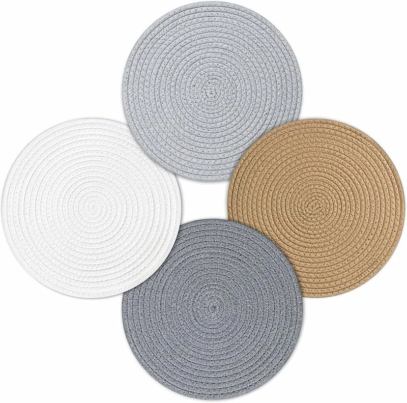 Visita la tienda de fanquare fanquare Set de 4 Manteles Individuales, Manteles de Algodón Tejidos Redondos, Manteles Individuales Antideslizantes Lavables y Resistentes al Calor — Hogar y cocina