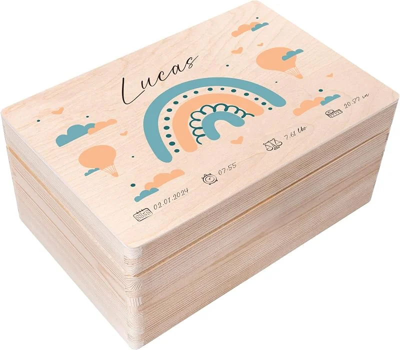 Visita la tienda de Creative DECO Creative DECO Caja de Recuerdos Personalizada para Bebés, Regalo Niños — Envoltorio regalo