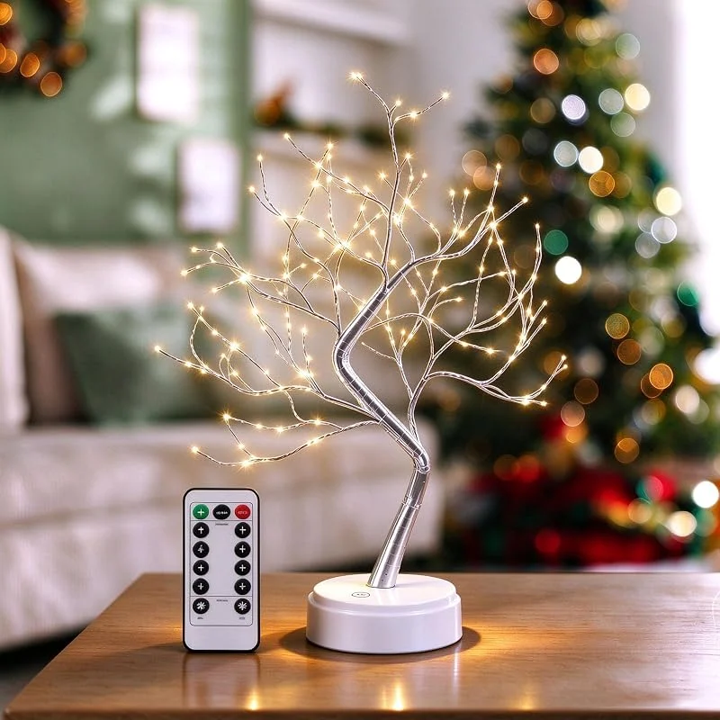 Sathychanpy Árbol Luminoso LED 108 Luces Árbol de Abedul LED Luz Decorativa Sfeerverlichting Blanco Cálido Lámpara LED Árbol de Mesa USB y Pilas Ramas Flexibles Decoración Interior Hogar Navidad Fiesta 50 cm — Cena a la luz de velas