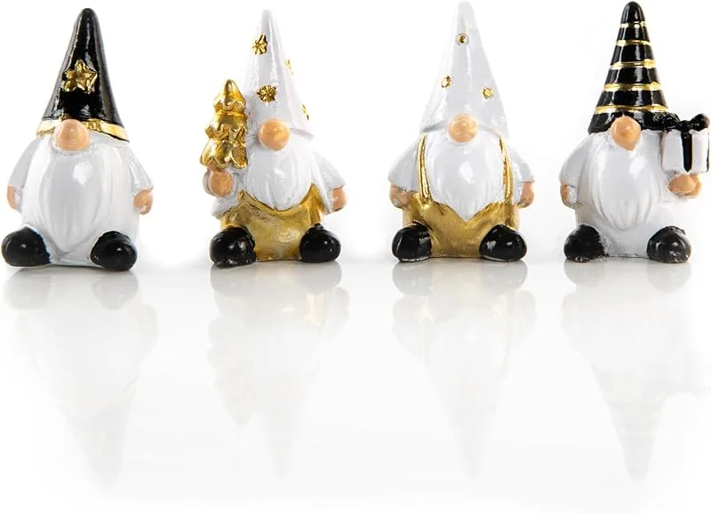 Visita la tienda de Logbuch-Verlag Duendes navideños pequeños, 4 Unidades: gnomos Decorativos Modernos en Negro Blanco Dorado, Adornos Elegantes para la casa, decoración de Invierno con Encanto, Figuras de Navidad, 4 cm — Decoracion Navidad