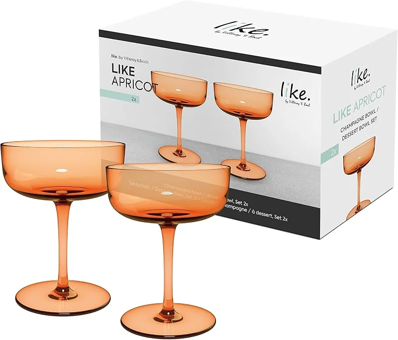 Villeroy & Boch Copas Para Cava, Postre Like Apricot, Set 2 Piezas, Vidrio De Color Naranja, Capacidad 100Ml — Vino y mesa festiva