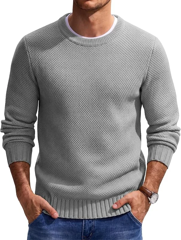 Visita la tienda de COOFANDY COOFANDY Suéter Hombres Cuello Redondo Cuello Suéter Tejido Negocios Suéter — Ropa Navidad