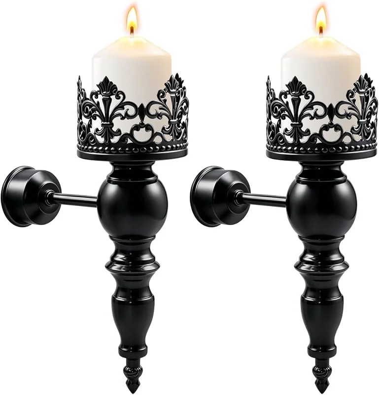 MrMrKura 2 portavelas de pared, soporte para velas de pared — Cena a la luz de velas
