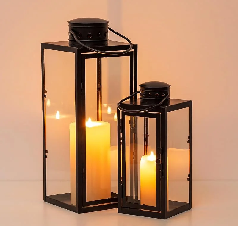 Visita la tienda de Nuptio NUPTIO Farol Exterior para Vela Vintage Negro Farolillo Portavelas Linterna — Adviento y mesa