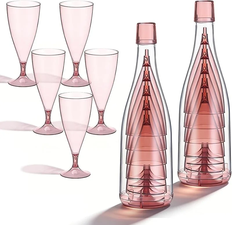 PORFOYO Copas De Champán De Plástico: Juego De 10 Copas Cava Desechables, Reutilizables Apilables Y Extraíbles Copa De Cava Para Champagne, Vino Espumoso, Cócteles Y Postres - Ideal Bodas, Navidad Y Fiestas — Vino y mesa festiva